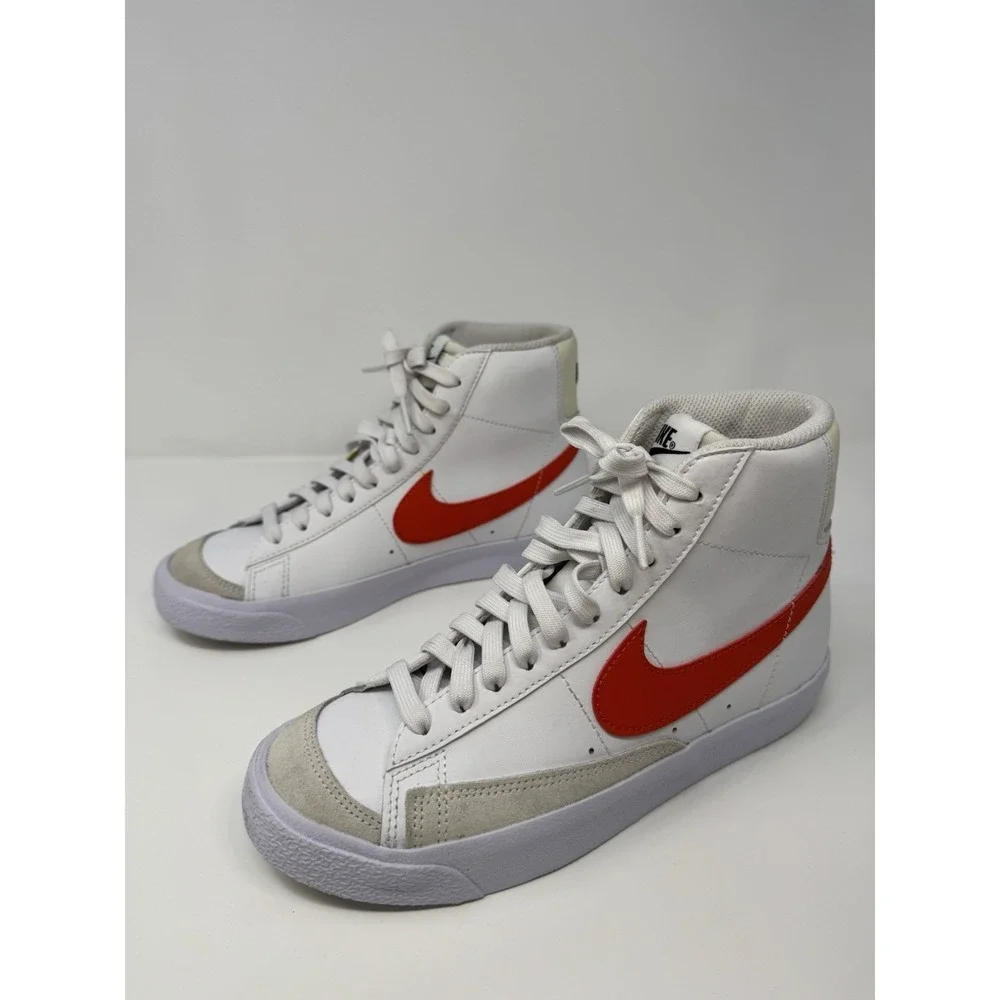 Nike Blazer Mid '77 Unisex Kids GS 4.5Y White/Orange Shoes Sneakers [DA4086-110]
